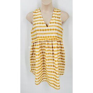 dRA Los Angeles Athena Dress Floral Eyelet Size L Lined Pockets V Neck